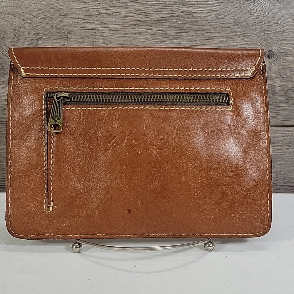 Patricia Nash Brown Leather Clutch Mini Ipad Pouch
